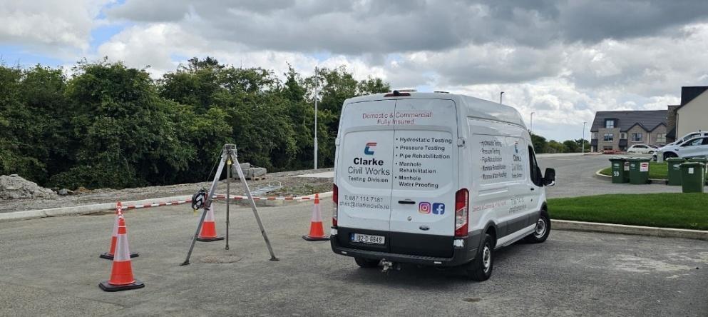 Clarke Civil Works testing division van on a residential development site